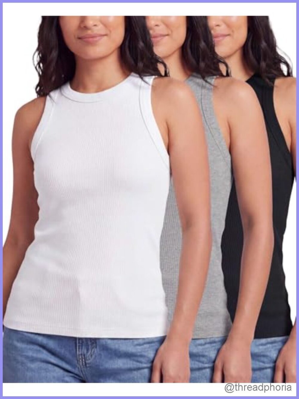 3 Pack Women's Ribbed Cotton Tank Tops Sleeveless Crew Neck Stretchy Summer